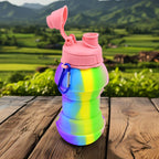 Expanded view of the collapsible water bottle, perfect for daily hydration.