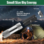 Side view of the compact 9 LED Pocket Torch with its battery compartment open.