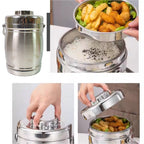 Leak-proof stainless steel tiffin with double-layer design.