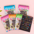 Packaging of the rainbow art scratch book, highlighting its fun and educational benefits for kids.