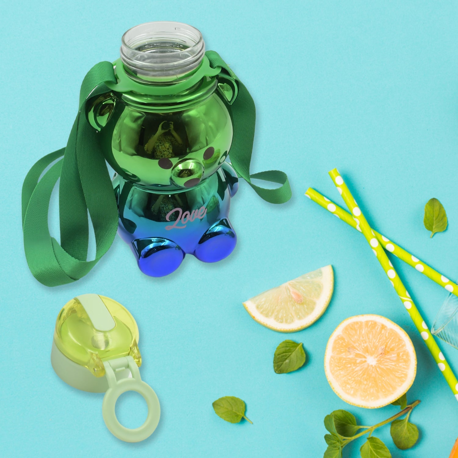 Kids water bottle featuring a convenient straw and a secure, leak-proof lid.