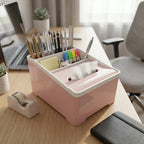 Household plastic storage container with compartments