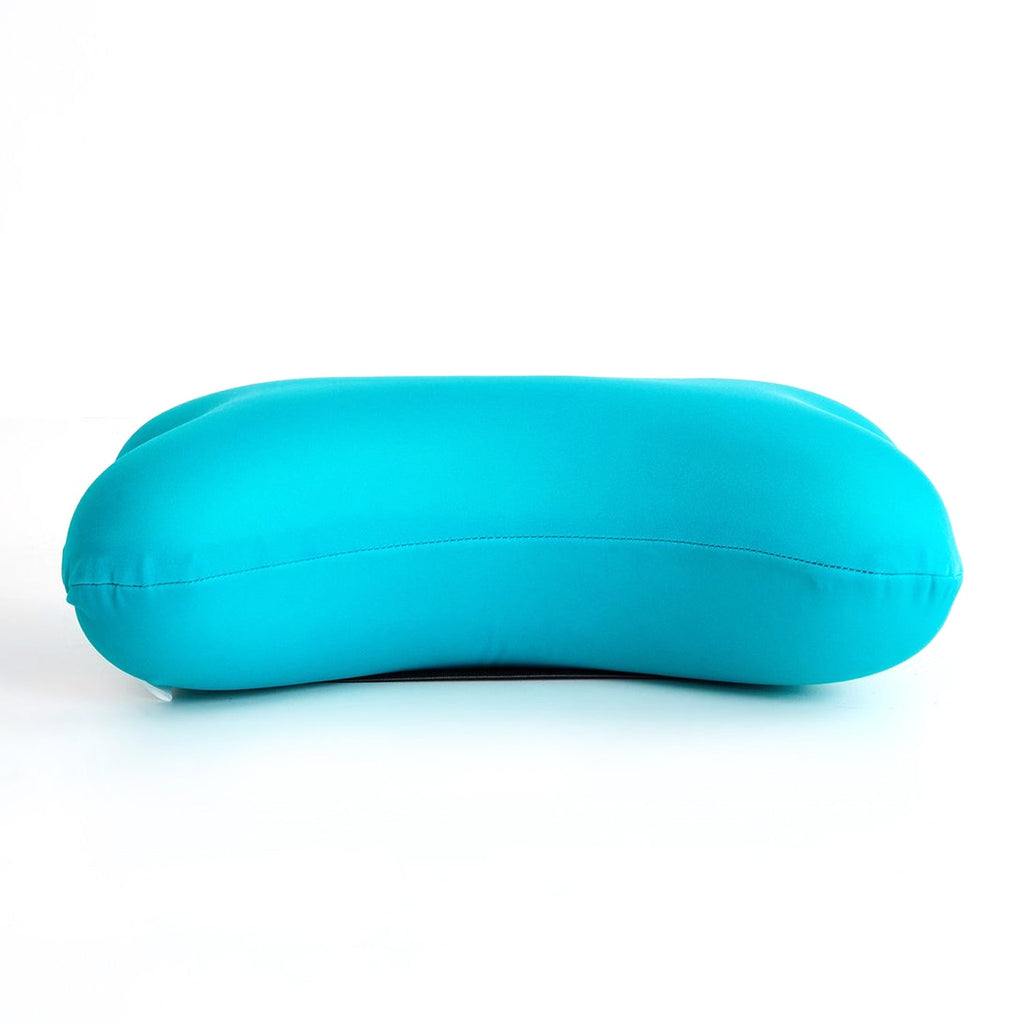 Ergonomic microbead neck pillow designed for comfortable travel.