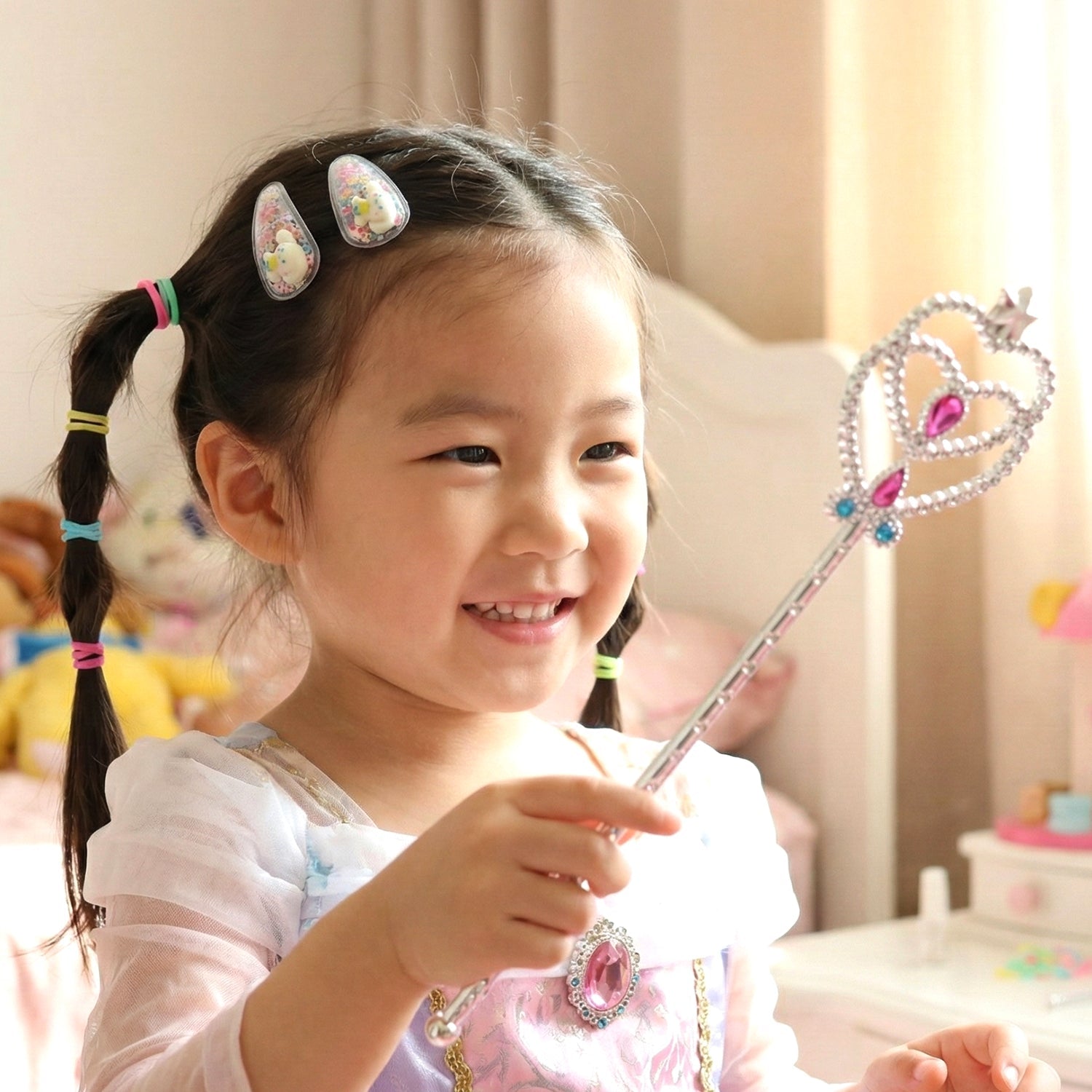 Girls hair decoration set with mixed colourful hairbands and clips