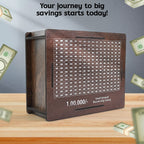Side view of the wooden savings challenge piggy bank showing smooth finish