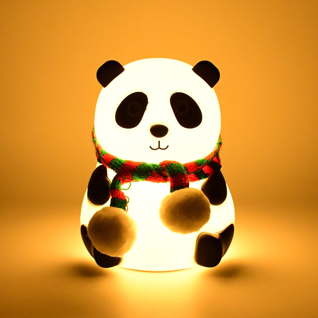 Cute panda night light glowing softly with multiple LED colours.