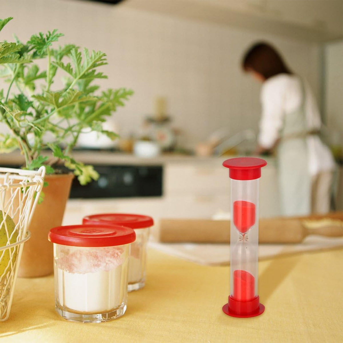 Set of five colorful 3-minute sand timers in various hues, ideal for time management.