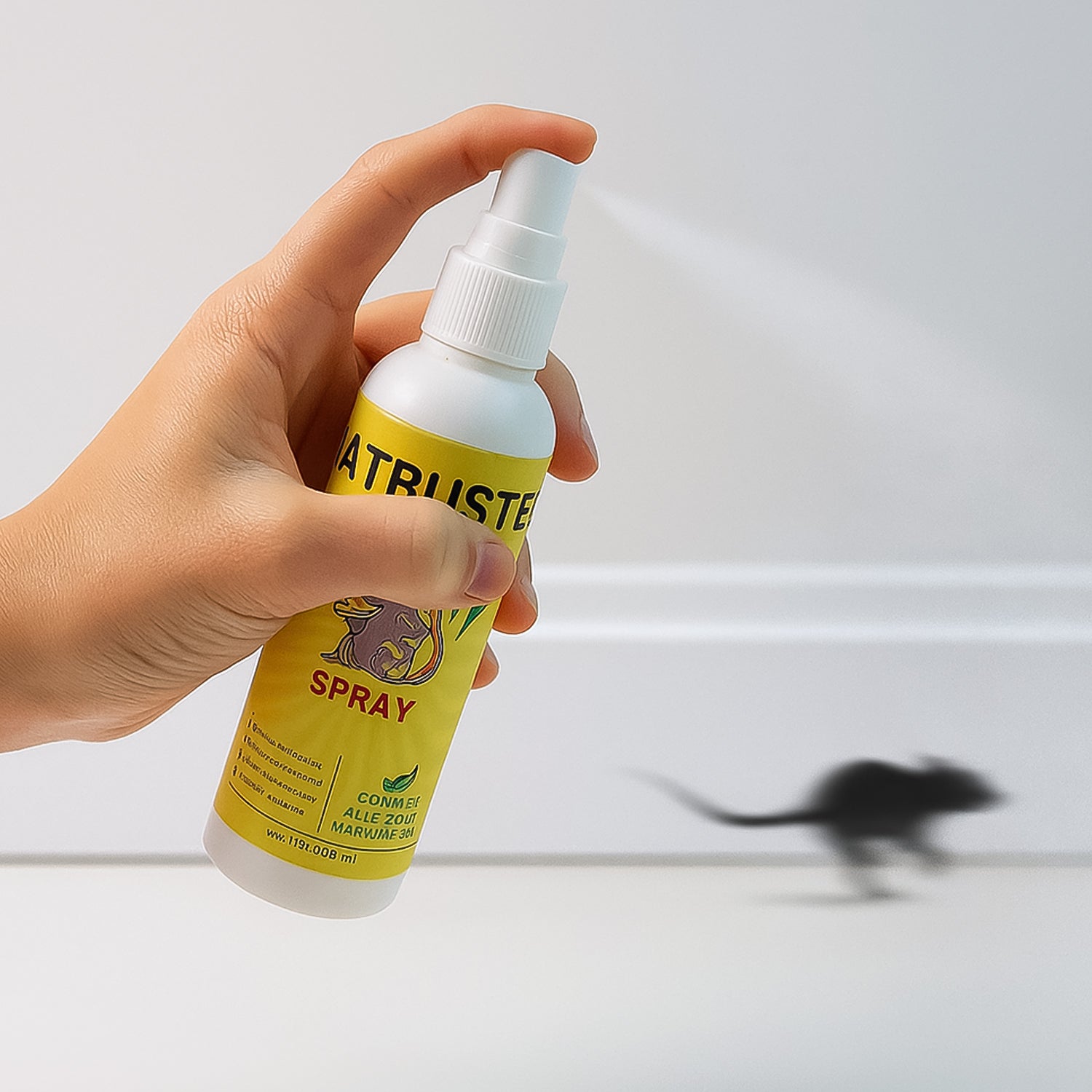 Herbal rodent guard in convenient spray bottle