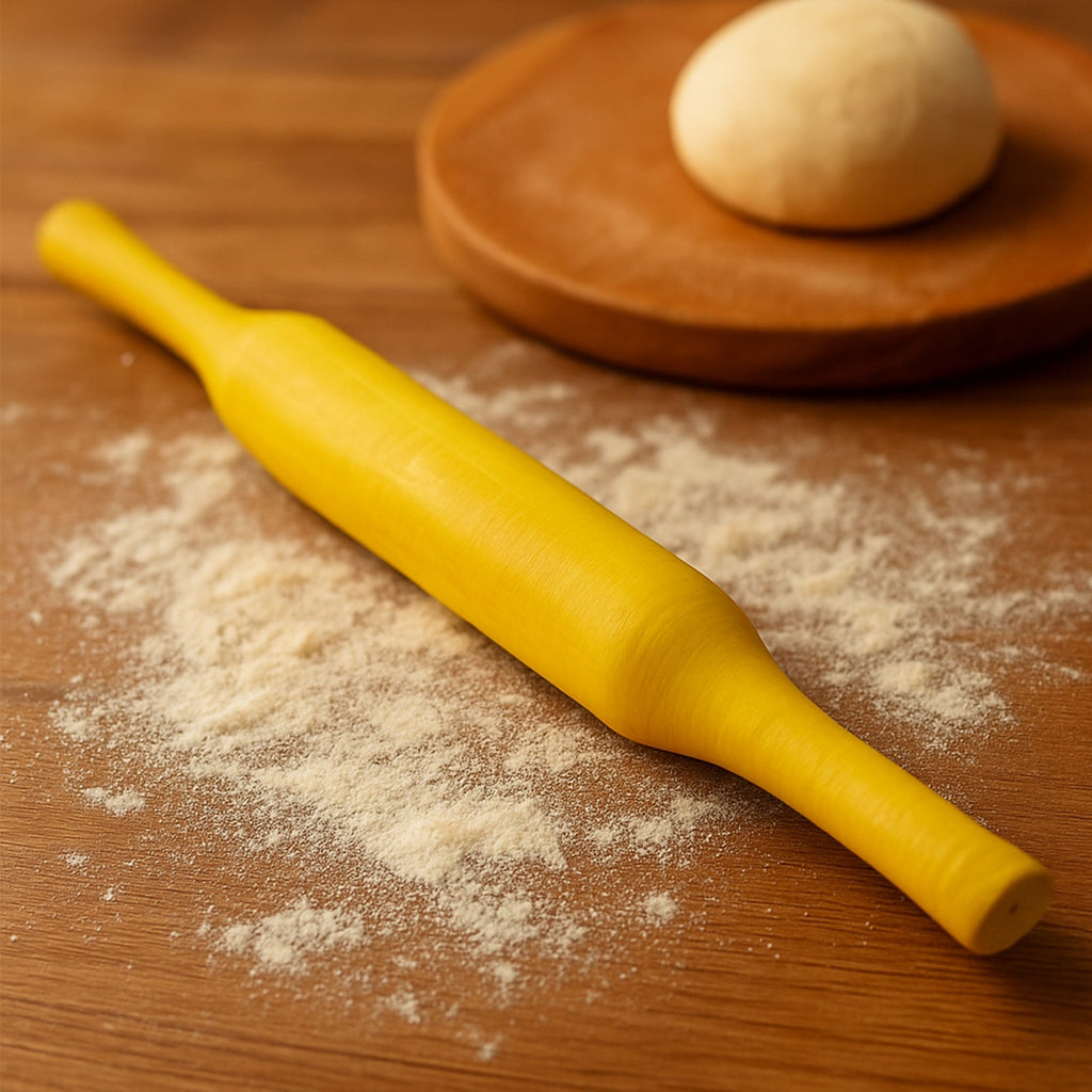 Top view of the traditional Bombay belan, showcasing its sleek wooden design.