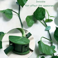 Leaf-shaped green plant climbing clips neatly arranged on a white background.