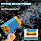 Angled view highlighting the numerous 69 bubble holes of the powerful party bubble maker.