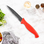 Lightweight serrated kitchen knife with ergonomic plastic handle
