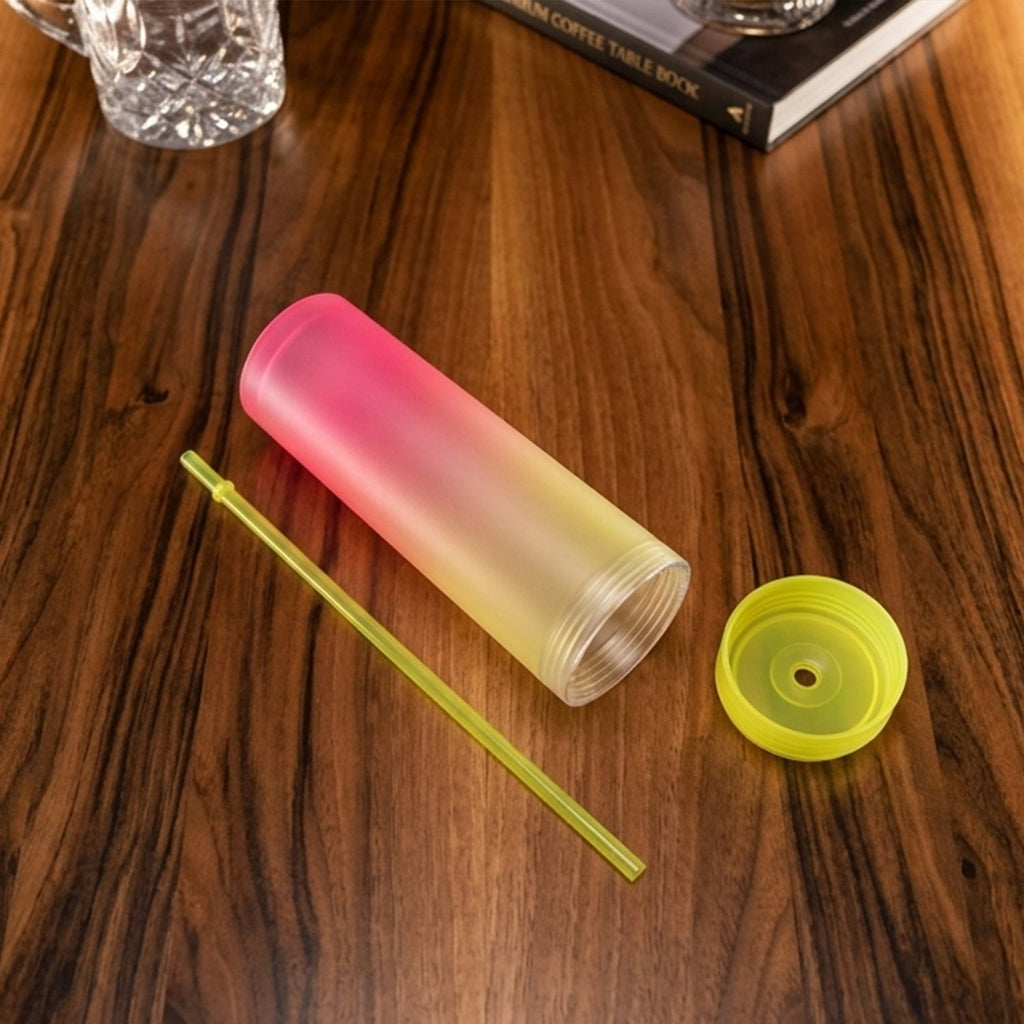 Travel-friendly gradient tumbler with straw and lid