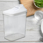 Front view of two CookAura transparent kitchen storage jars filled with grains.