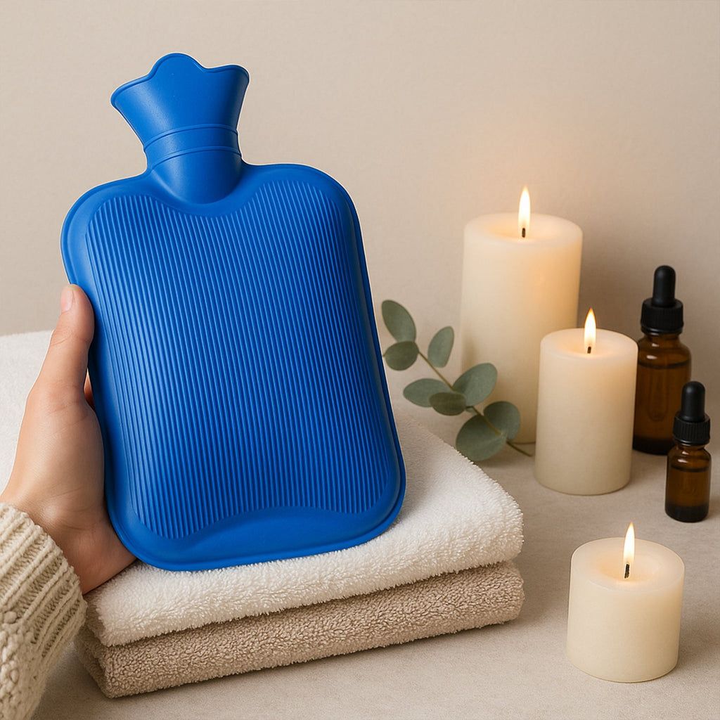 A person gently applying the Hot Water Bag 1400ML for targeted pain relief.