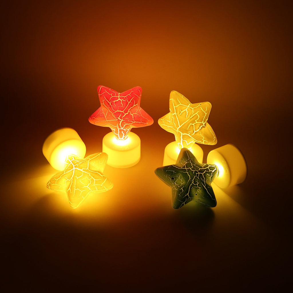 Multiple Star LED Tealight Candles arranged for a party or special event decoration.