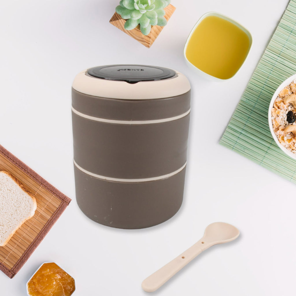 A vibrant 2-layer Ganesh stainless steel lunch box, perfect for daily meals.