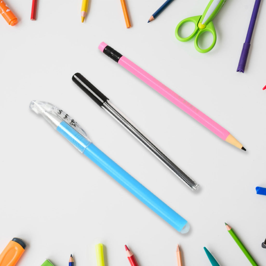 Close-up of the tip of an auto-feeding mechanical pencil, showing the lead extension.
