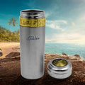 A sleek 350ml stainless steel water bottle with a grey cap, presented on a minimalist white background.