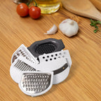 Vegetable chopper 9-in-1 with integrated drain basket in use for rinsing vegetables