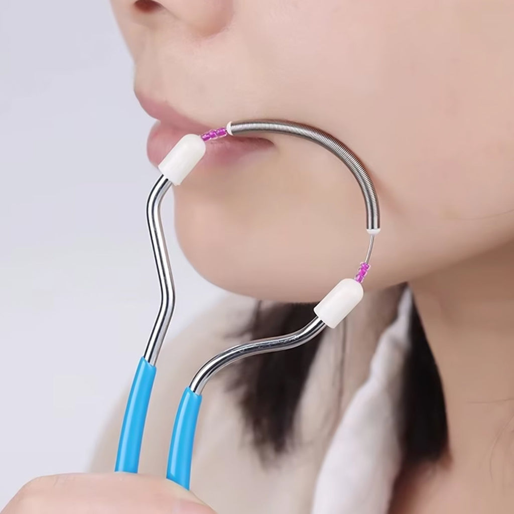 Stainless steel facial hair remover spring tool effective for upper lip and chin
