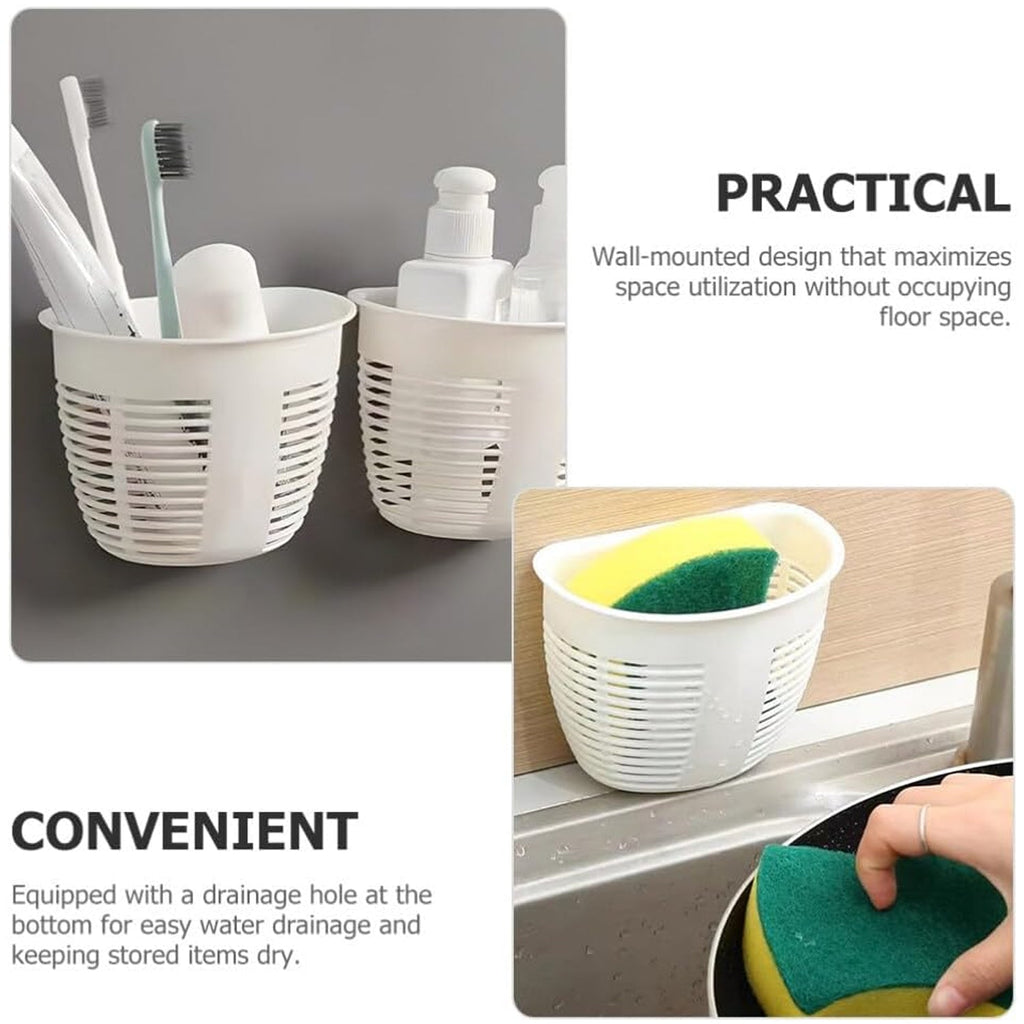 Empty white hanging plastic storage basket showcasing its sleek, minimalist design.
