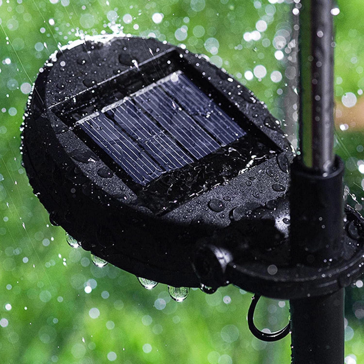 LED solar dandelion garden lights illuminating lawn area at night