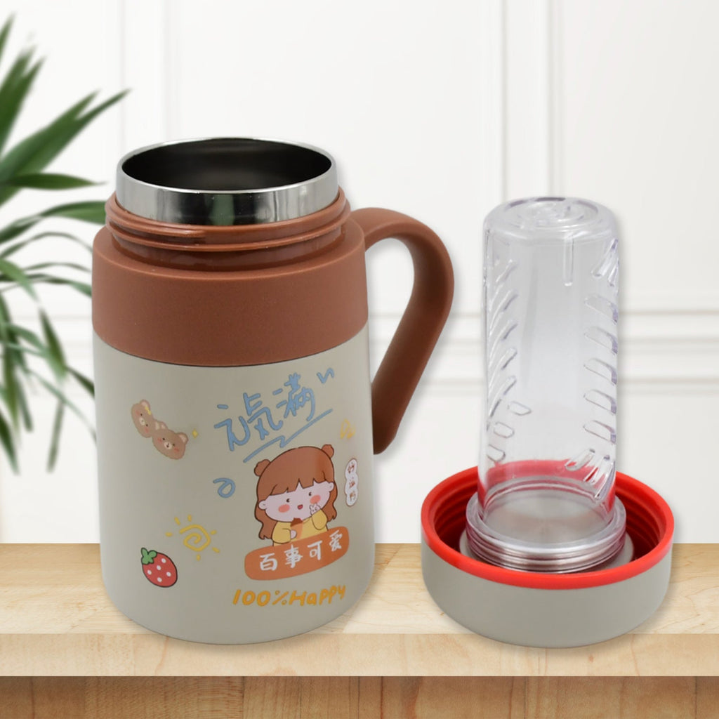 Own Hydrate 550ML Insulated Steel Mug with handle and small cup for travel