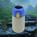 Sleek smart water bottle in a neutral color, front view.