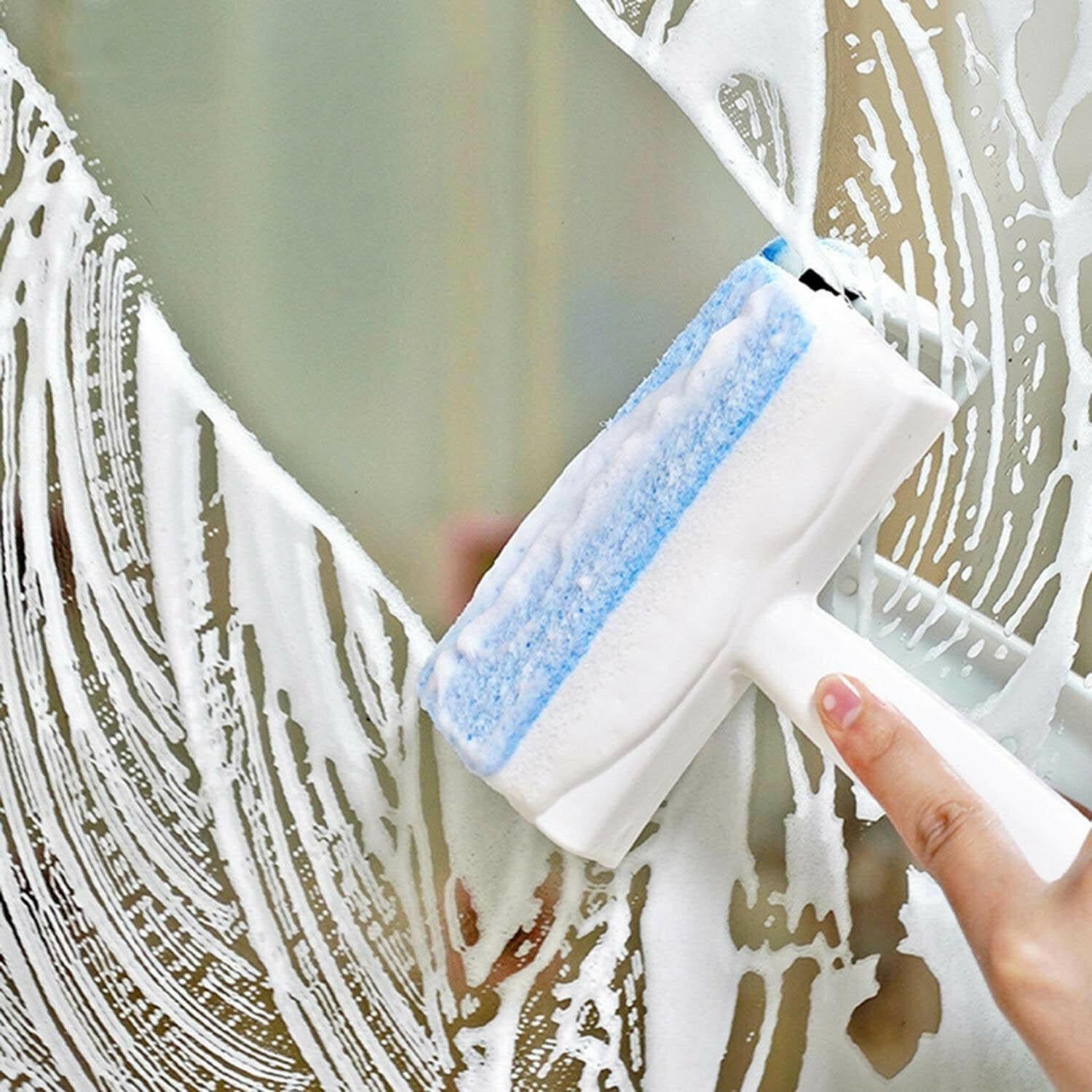 Overview of the 2-in-1 glass cleaner and brush, highlighting its dual functionality.