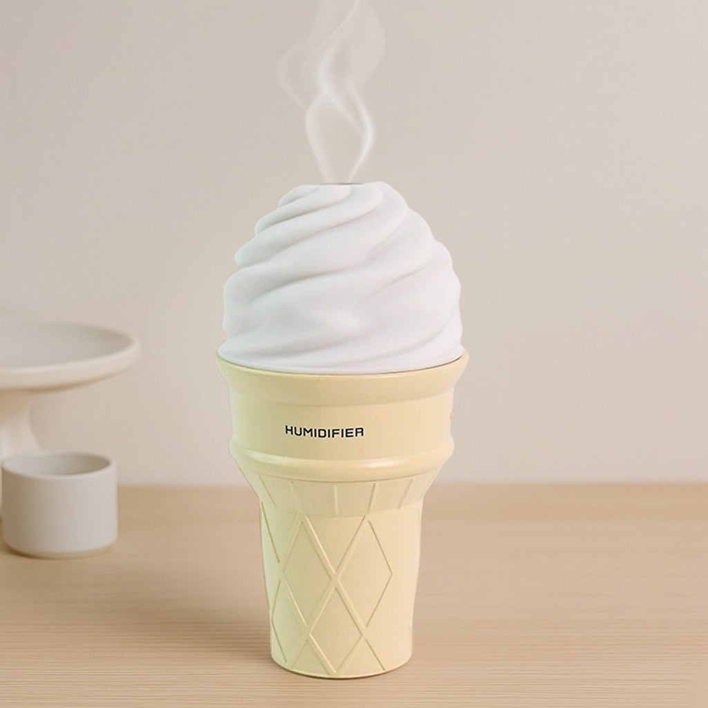 LED nightlight feature glowing on Ice Cream Cone shaped humidifier