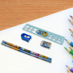 Two wooden pencils with fun cartoon designs from the Kids Stationery Kit.