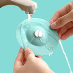 Flexible light green silicone drain cover and filter trapping food scraps