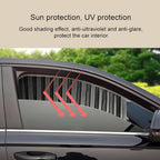 Packaging showing the 4-piece car window sunshade set with magnetic strips, hooks, and tapes.