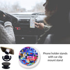 Expanded phone stand showing its height and secure grip.