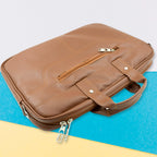 Interior view of the water-resistant shoulder bag showing organized pockets.