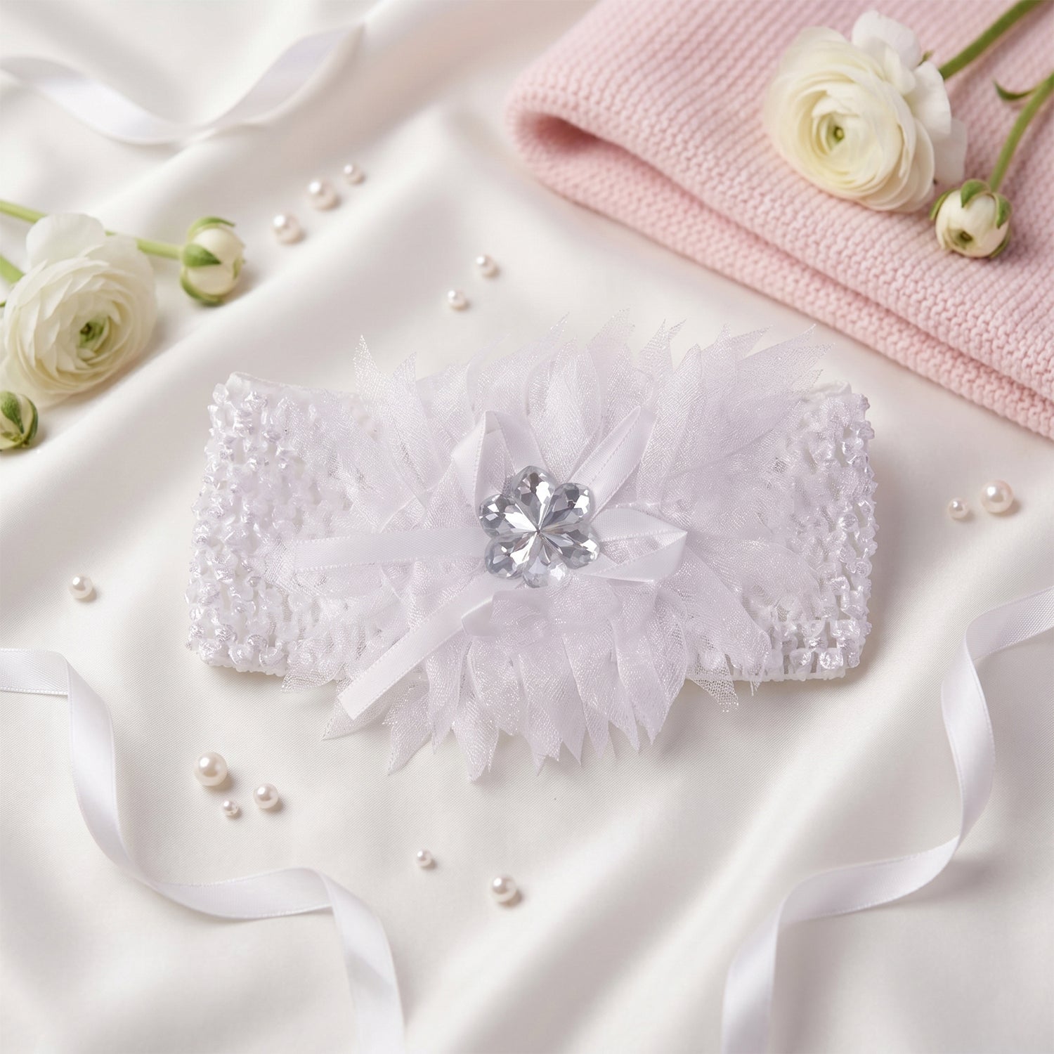 Cute floral baby headband for girls, ideal for parties or daily wear