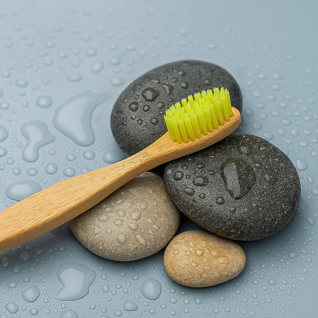 Bamboo toothbrush featuring medium nylon bristles for gentle cleaning