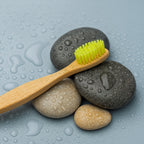 Bamboo toothbrush featuring medium nylon bristles for gentle cleaning