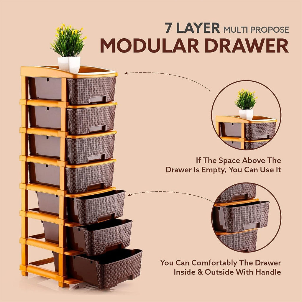 Comparative image highlighting features of the plastic storage drawer organizer