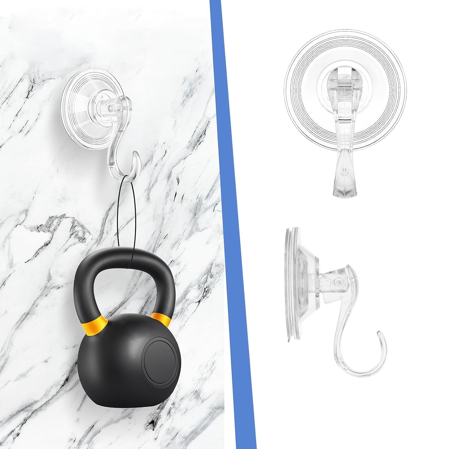 Sure hold plastic suction cup hooks attached to shower wall