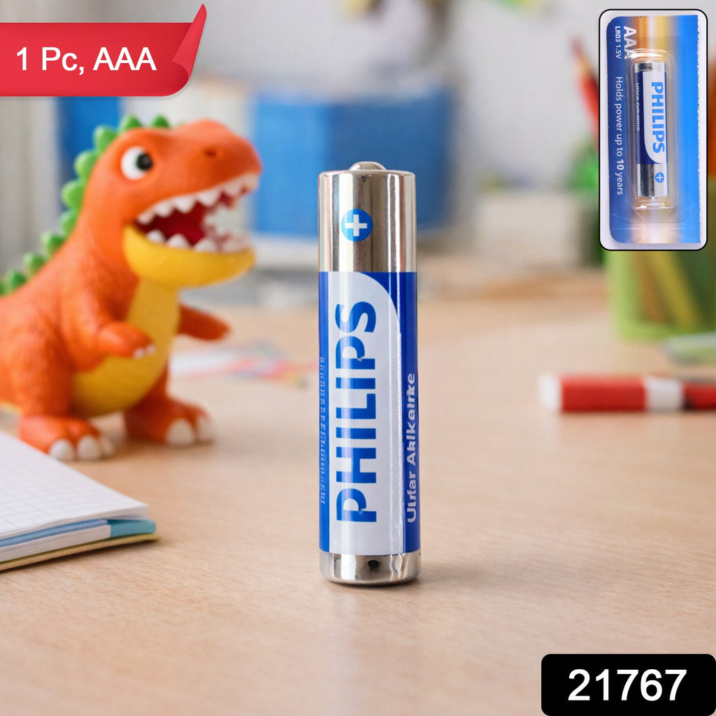 Close-up view of AAA ultra alkaline battery showing detailed text