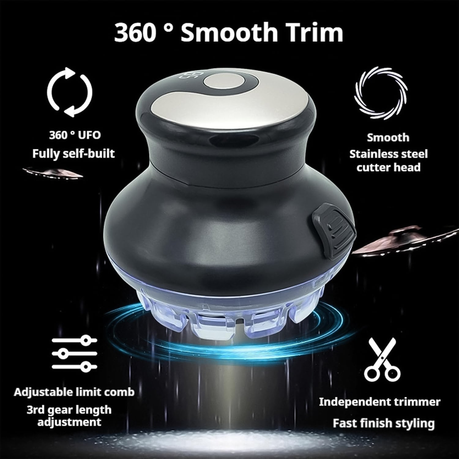 Portable electric hair clipper held comfortably in hand for easy trimming