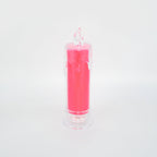 Detailed view of the red LED flameless candle, highlighting its safe and captivating glow.