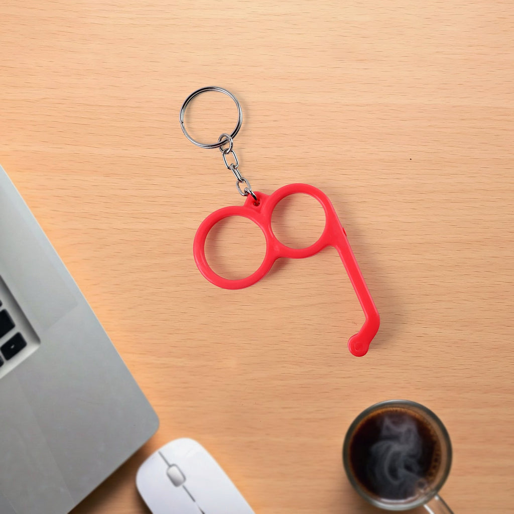 Compact size dual-finger mobile stand keyring fitting comfortably in purses and pockets