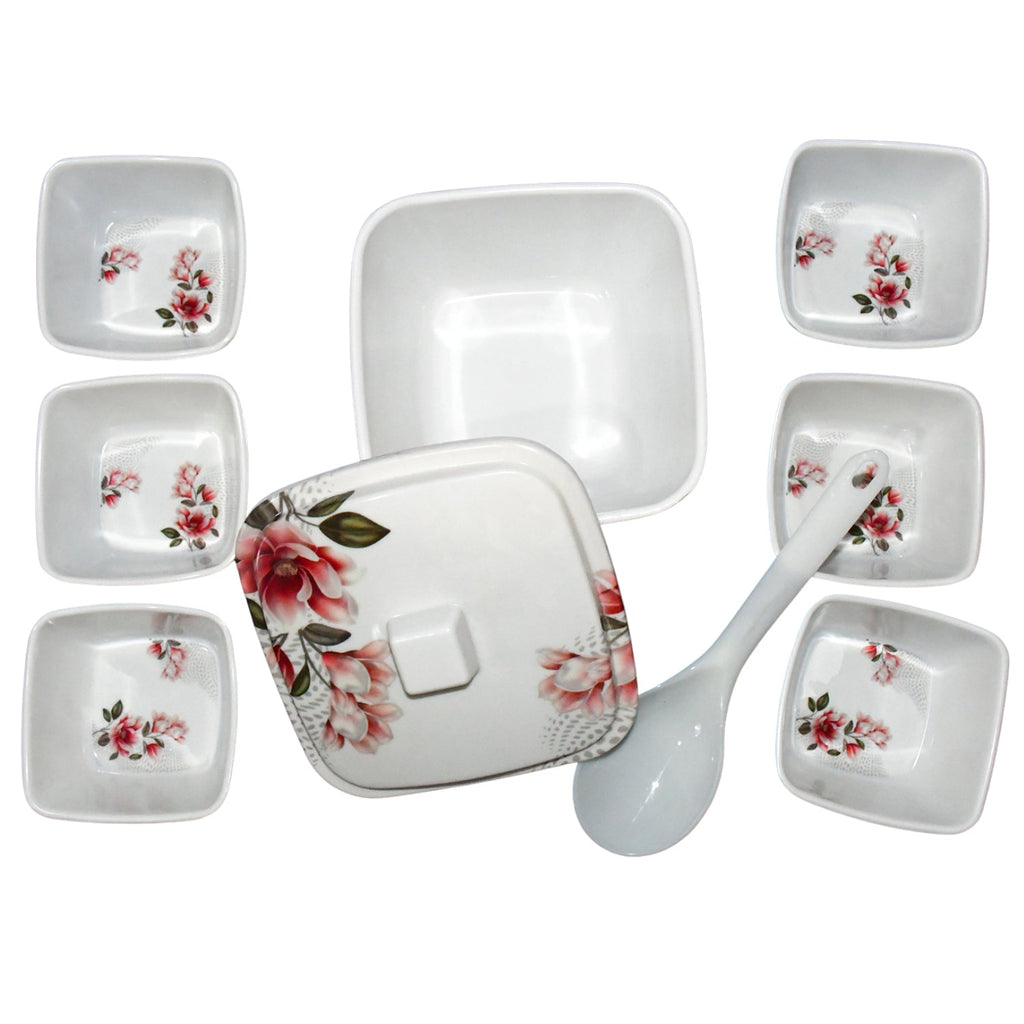 Hector plastic dinner set arranged on a dining table, ready for serving.