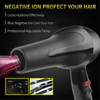 Ergonomic black hair dryer, showcasing its modern design.