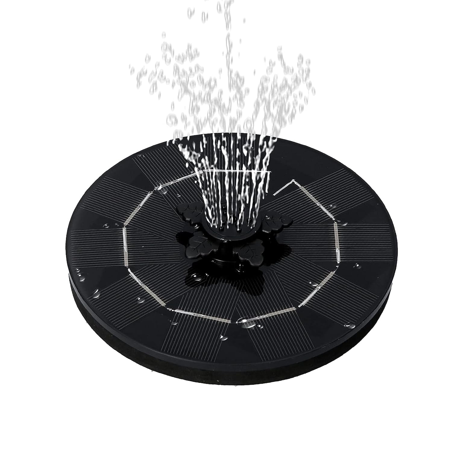 Decorative floating solar water fountain pump with customizable spray patterns