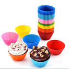 Eco-friendly reusable silicone cupcake mould on a baking tray.