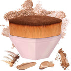 Top-down view of the compact foundation makeup brush with its elegant design.